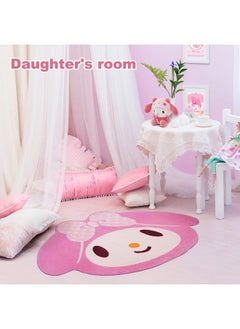 Maikerry Pink Area Rug for Bedroom 5FT, Kawaii Room Decor Fluffy Anime Rug Carpet, Cute Anti-Slip Floor Mat Rug for Living Room Nursery Dorm Classroom Patio Kids Room Bedside Indoor Outdoor  - Image 2