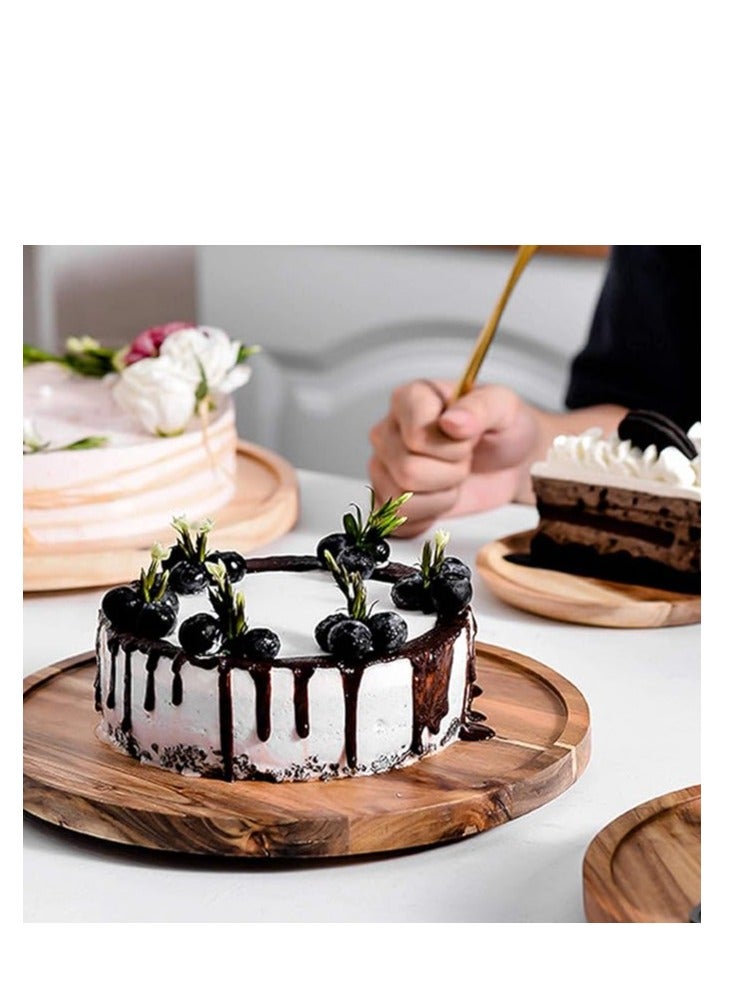 Rotating Cake Stand with Glass Dome Lid – Acacia Wood Cake Holder Plate for Display, Elegant Dessert Stand for Weddings, Birthday Parties, Special Occasions, Baking Gifts, Wedding Cake Display, Premium Home Decor, Cake Presentation, Cupcake Stand, and Serving Tray  - Image 4
