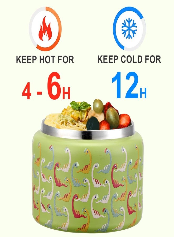JXXM 8 Oz Thermo Food Jar for Hot & Cold Food for Kids, Insulated Lunch Containers Hot Food Jar,Leak-Proof Vacuum Stainless Steel Wide Mouth Lunch Soup Thermo for School (Green-Colorful Dinosaur) - Image 4