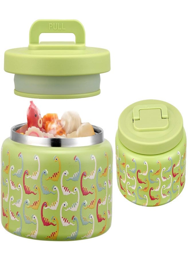 JXXM 8 Oz Thermo Food Jar for Hot & Cold Food for Kids, Insulated Lunch Containers Hot Food Jar,Leak-Proof Vacuum Stainless Steel Wide Mouth Lunch Soup Thermo for School (Green-Colorful Dinosaur) - Image 1