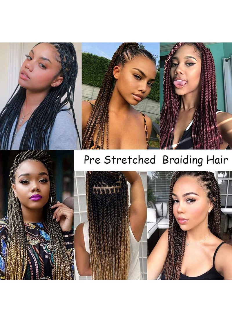 Estelle Braid Stretched Hair Extension Braiding Hair Braid Professional Hair Yaki Synthetic Hair 26 Inch Black Brown 4 Pieces - Image 4