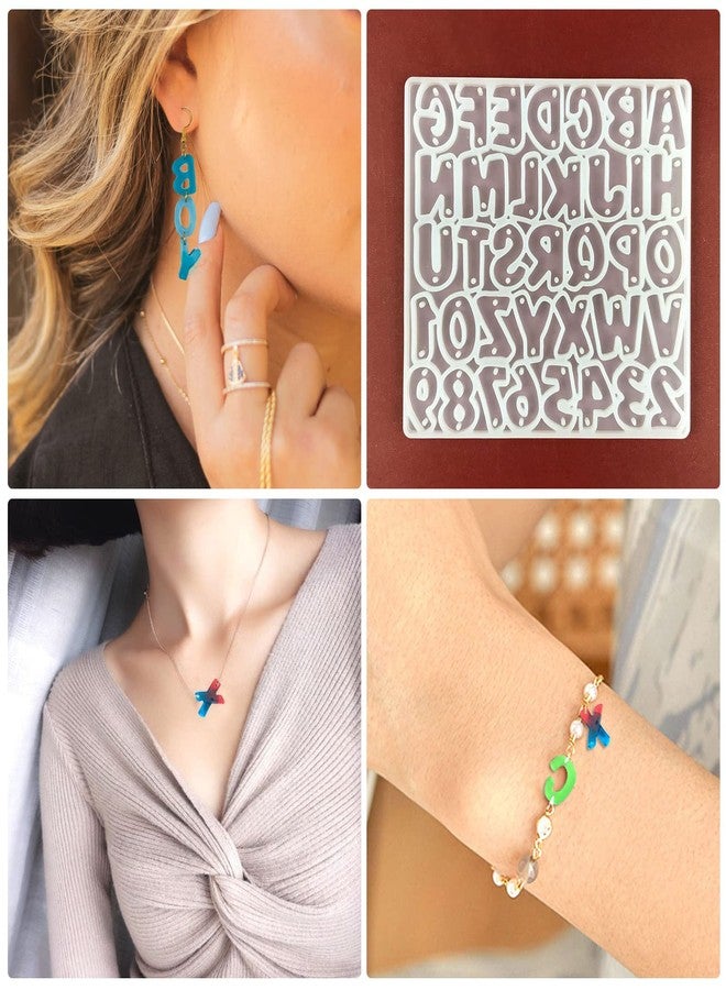 Smays Resin Earring Molds for DIY Jewelry Making - Alphabet Letter & Number Silicone Molds for Epoxy Resin Crafts, Mini Pendant Charms - Image 3