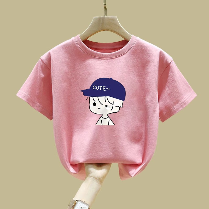 2141# Boys Short-Sleeved T-Shirt Boys Summer Children'S T-Shirt Baby White Cotton Base Top - Image 3