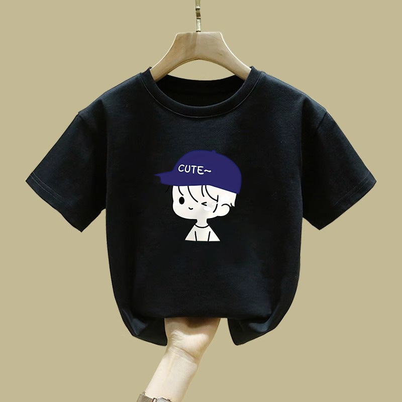 2141# Boys Short-Sleeved T-Shirt Boys Summer Children'S T-Shirt Baby White Cotton Base Top - Image 4