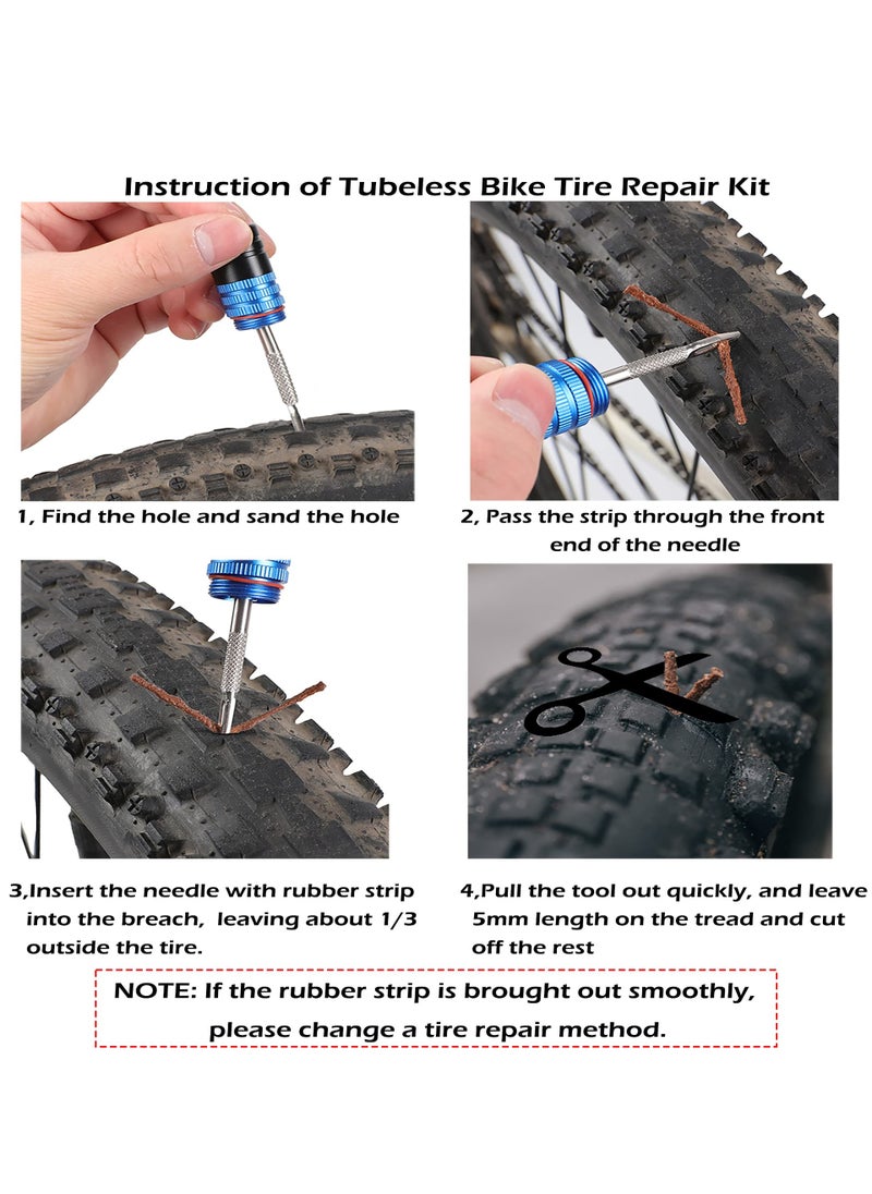Generic - Tubeless Bicycle Tire Repair Kit, Compact Flat Tire Tool Set for Easy Storage, Complete Plug Kit with Sealant Injector and Valve Removal Tool - Image 1