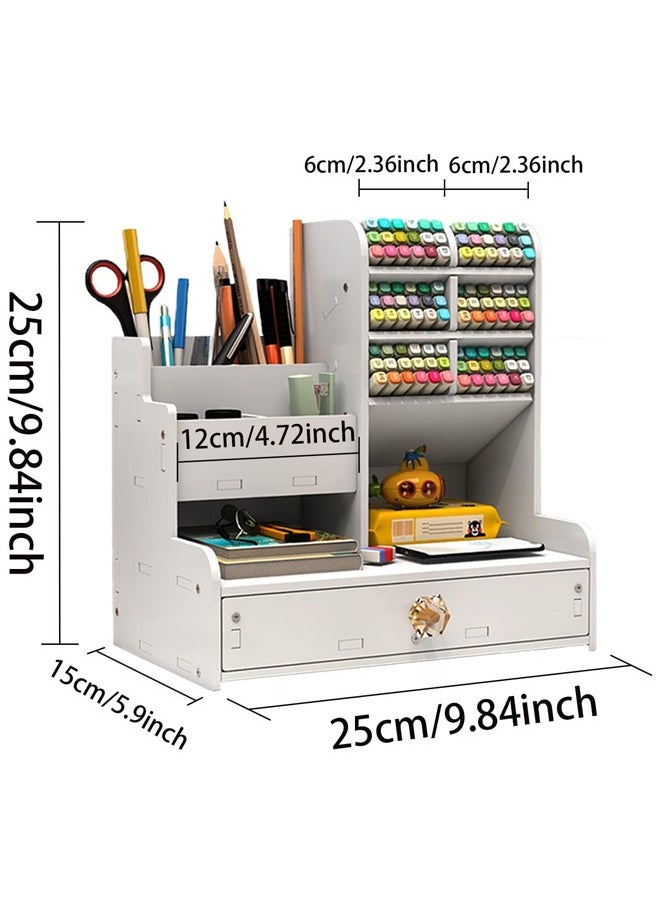 ZCM-HAPPY - Multipurpose White Office Storage Box – Large Capacity DIY Desk Organizer, Pen Holder and Stationery Organizer for Office and Study Room (25x15x25 cm) - Image 1