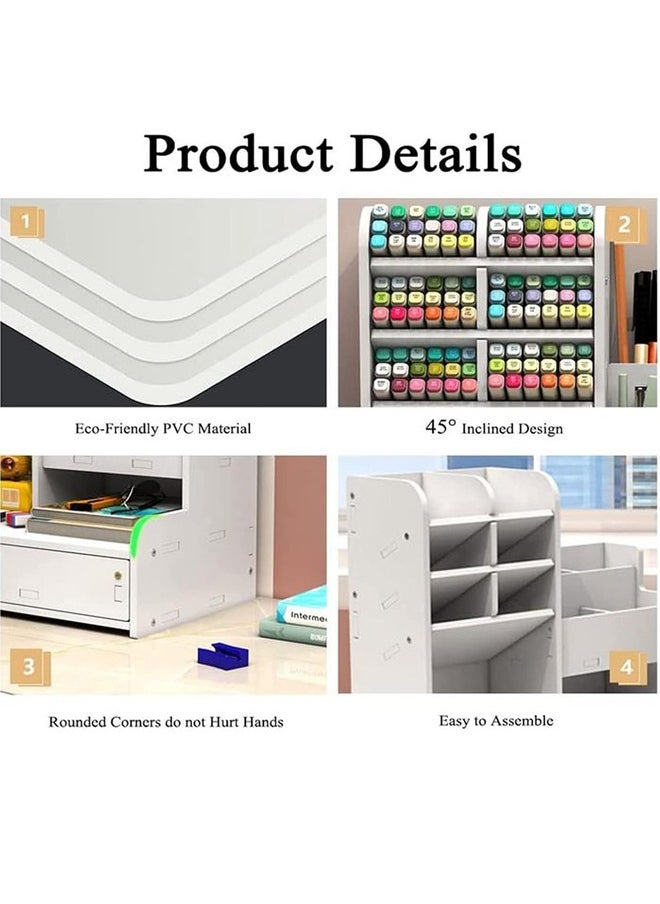 ZCM-HAPPY - Multipurpose White Office Storage Box – Large Capacity DIY Desk Organizer, Pen Holder and Stationery Organizer for Office and Study Room (25x15x25 cm) - Image 1