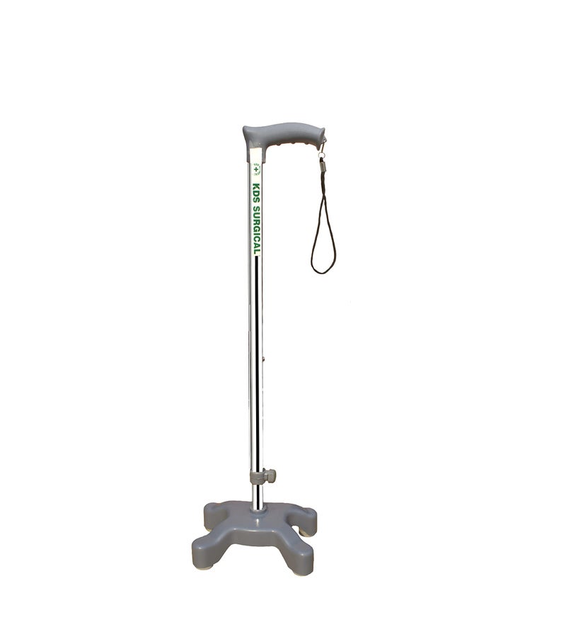 Kds Surgical 4 Leg Qaudripod Chroome Walking Stick with Dori- Unisex - Image 2