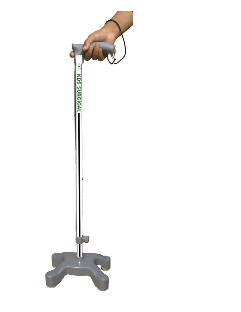 Kds Surgical 4 Leg Qaudripod Chroome Walking Stick with Dori- Unisex - Image 1