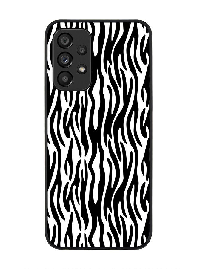 Stylizedd Rugged Black edge case for Samsung Galaxy A33 5G Slim fit Soft Case Flexible Rubber Edges Anti Drop TPU Gel Thin Cover - Zebra Stripes - Image 1
