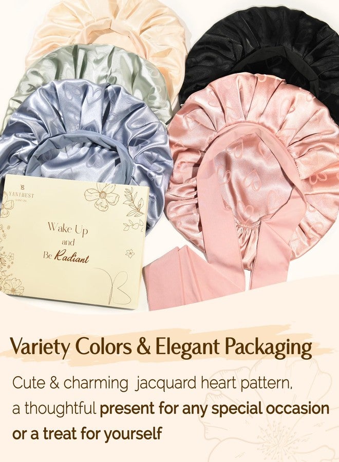 YANIBEST Adjustable Satin Bonnet for Sleeping, Double Layer Silk Bonnet with Tie Band for Women, Sleep Cap Curly Natural Hair, Champagne - Image 5