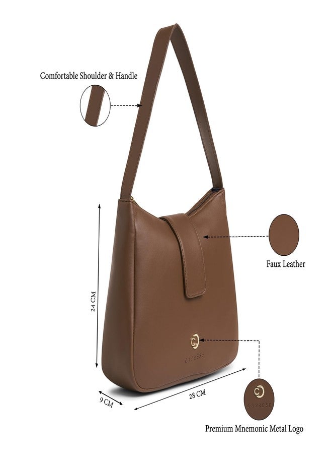 Caprese Irina Medium Hobo Bag for Women with Shoulder Strap | Stylish, Versatile Handbag for Everyday Use | Perfect for Casual Outings, Work, Travel, and Special Events (Chocolate Brown) - Image 3