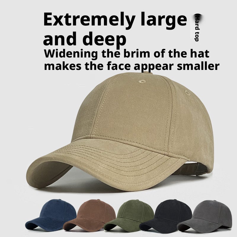 Large Head Structured Baseball Cap, Wide Brim, Adjustable, Unisex - Image 1