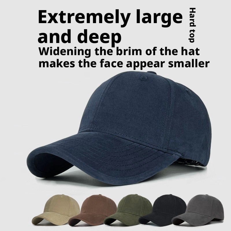 Large Head Structured Baseball Cap, Wide Brim, Adjustable, Unisex - Image 2