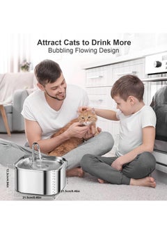 Arabest Cat Fountain, Stainless Steel, 3.2 Litre Drinking Fountain for Cats, Dogs, with Water Pump, Pump and Replacement Filter  - Image 2