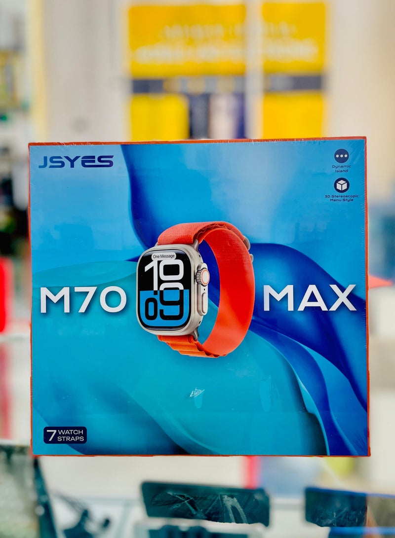 ساعة ذكية JSYES M70 MAX مع 7 أحزمة ساعة، شاشة رقمية