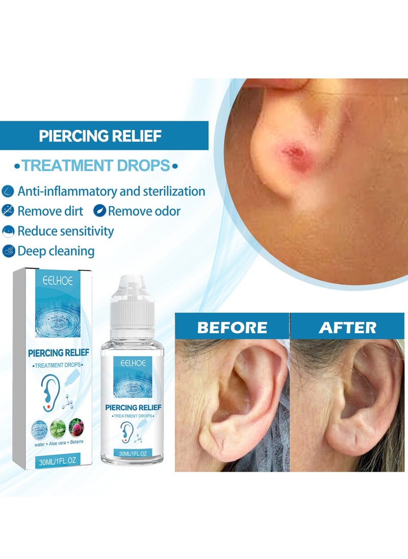 EELHOE Piercing Aftercare Spray, Solution to Shrink Piercing Bumps, Saline Cleaning Solution, Piercing Cleaner, Suitable for Ears, Nose, Tongue, Navel Piercings, Cleansing Treatment, Soothing Mist 30ml - Image 5