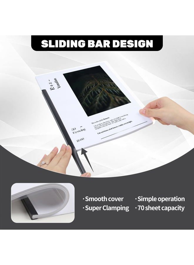Utron 12 Pack Report Covers, 70 Sheet Capacity Presentation Folders, Port Folder for A4 and Letter Size Paper, Clear Report Covers with Sliding Bar - Image 4