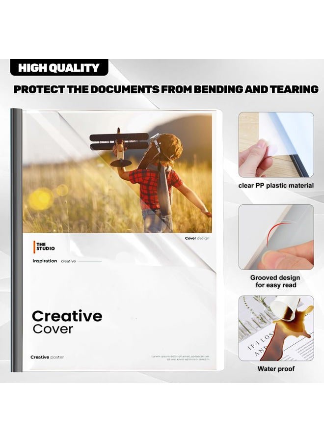 Utron 12 Pack Report Covers, 70 Sheet Capacity Presentation Folders, Port Folder for A4 and Letter Size Paper, Clear Report Covers with Sliding Bar - Image 3