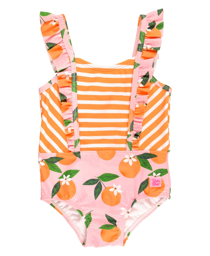 RuffleButts Orange You The Sweetest Pinafore One Piece - 5 - Image 1