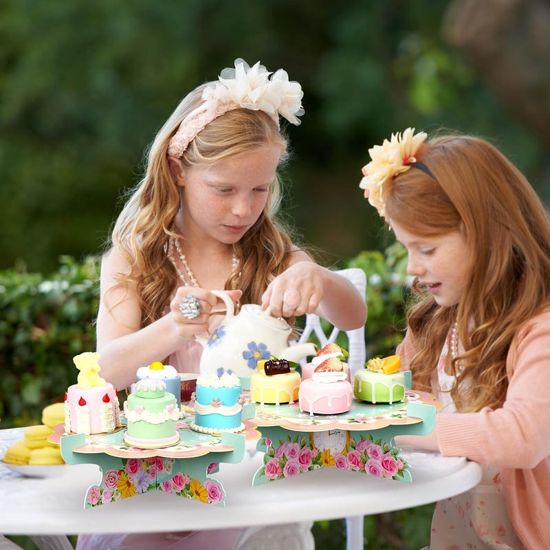 Zopeal 2 Pack Floral Tea Cupcake Stand Party Decorations Tea Theme Cupcake Holder Birthday Cake Holder Flower Teapot Dessert Stand for Birthday Party Baby Shower Wedding Supplies Decoration - Image 5