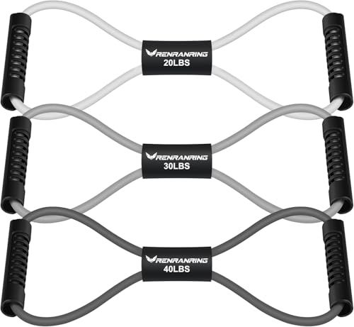 RENRANRING Resistance Bands, Figure 8 Fitness Exercise Bands with Handles - 8 Shaped Resistance Bands of 3 for Arm and Shoulder Stretch, Rope 8 Word Elastic for Women and Men - Image 1
