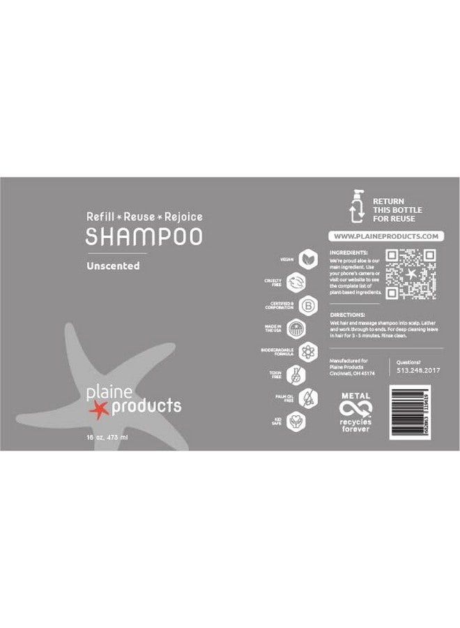 Plaine Products Ecofriendly Shampoo Unscented Sulfate Free 16Oz (Refillable With Pump) - Image 3