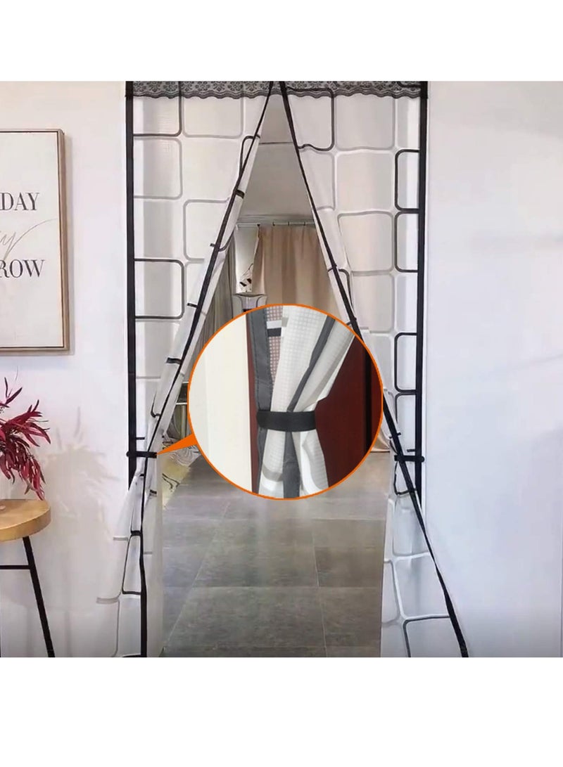 KASTWAVE ستارة باب معزولة، شاشة مغناطيسية للباب، ستارة تغلق تلقائيًا ضد الذباب والآفات، للباحة، المطبخ، غرفة النوم، غرفة مكيف الهواء (36 x 82 بوصة، رمادي) - Image 5