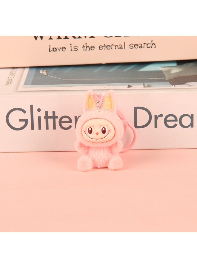 Generic Creative Flocking LABUBU Keychain Pendants, Cute Resin Accessory Figurines And Gifts 