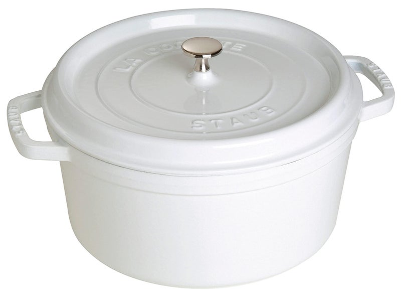 STAUB Cast Iron Dutch Oven 7-qt Round Cocotte, Serves 7- 8, Made in France, White - Image 5