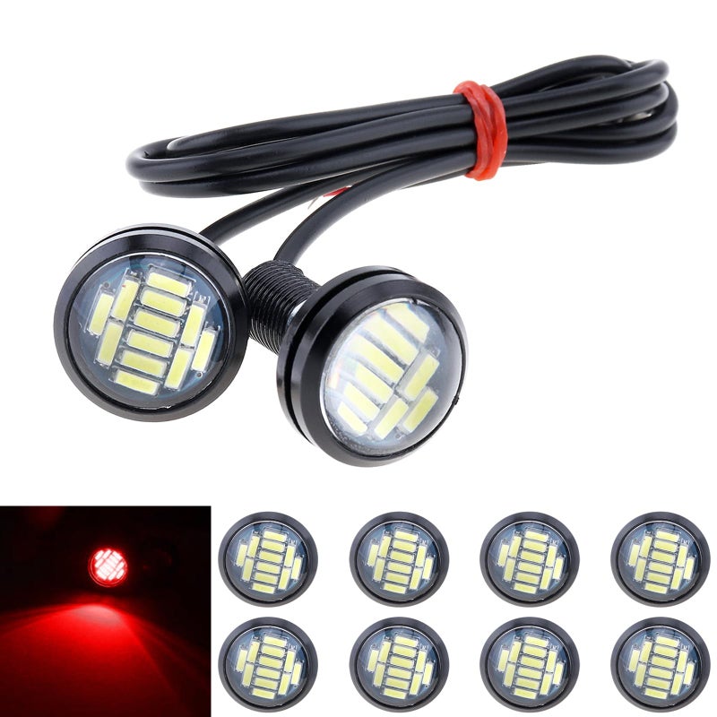 DriSentri 10pcs 18mm Car Eagle Eye DRL Led Daytime Running Lights LED 12V Backup Reversing Parking Signal Automobiles Lamps Red
