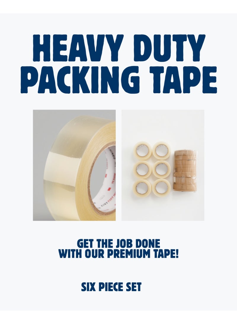 sgcollections Heavy Duty Packing Tape 4.8cm x 100Y | Strong Adhesive Transparent BOPP Tape | Carton Sealing & Moving Tape | 6 Rolls Pack - Image 1