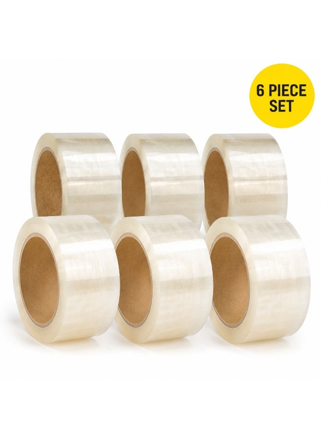 JIHAM Heavy Duty Packing Tape 4.8cm x 100Y | Strong Adhesive Transparent BOPP Tape | Carton Sealing & Moving Tape | 6 Rolls Pack - Image 1