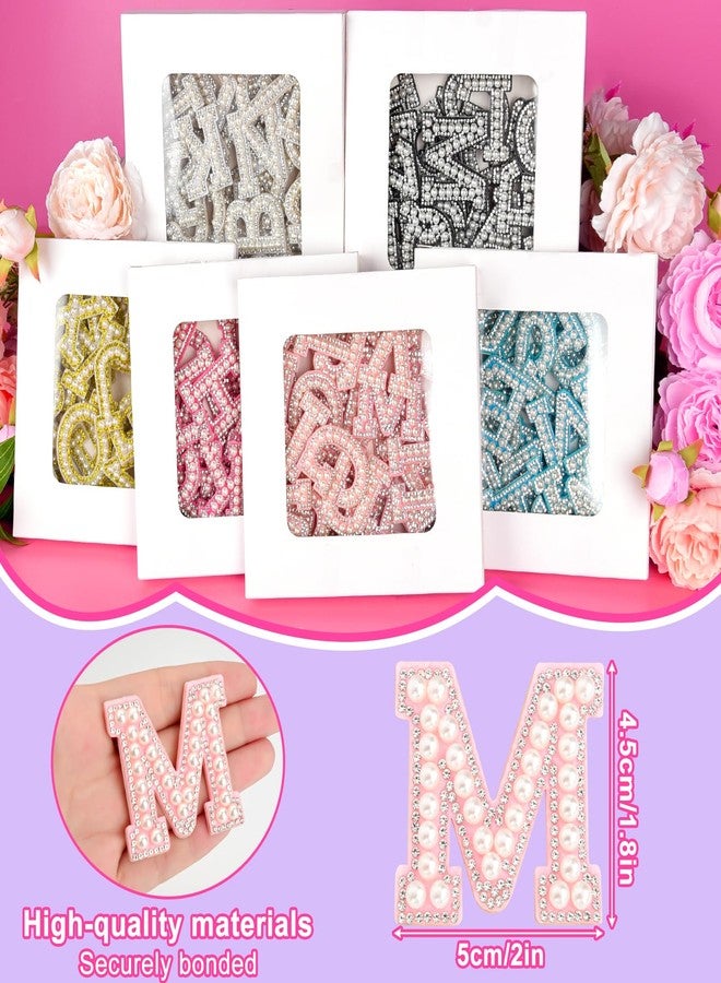 ASTARON 26 Pcs Self Adhesive Letter Patches Pearl Rhinestone Letter Stickers, Glitter Rhinestone Letters A-Z Embroidered Applique Patches Alphabet Cloth Patch for Clothes, Bags, Hat, Phone Case, DIY - Image 2