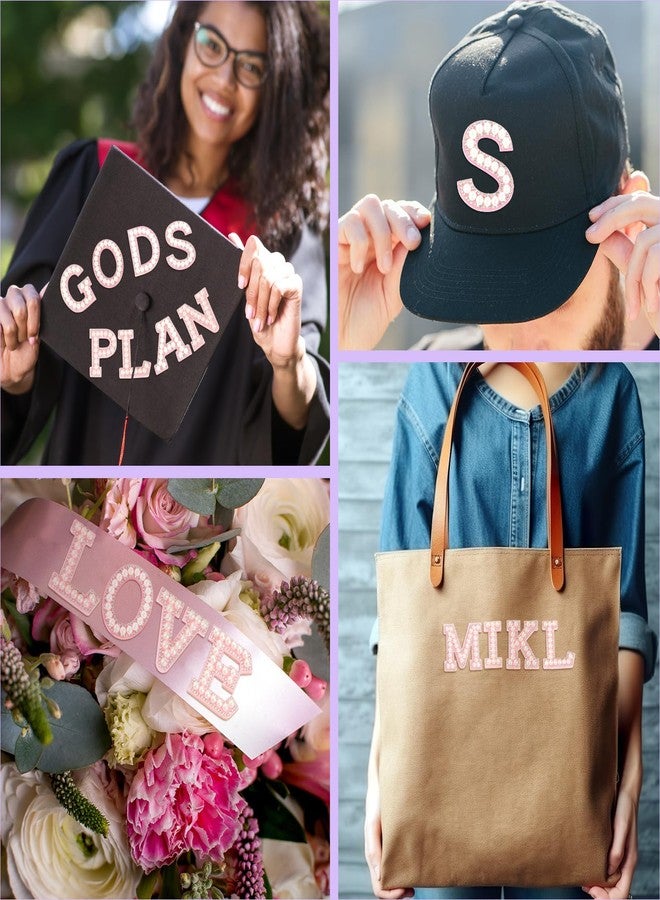 ASTARON 26 Pcs Self Adhesive Letter Patches Pearl Rhinestone Letter Stickers, Glitter Rhinestone Letters A-Z Embroidered Applique Patches Alphabet Cloth Patch for Clothes, Bags, Hat, Phone Case, DIY - Image 4