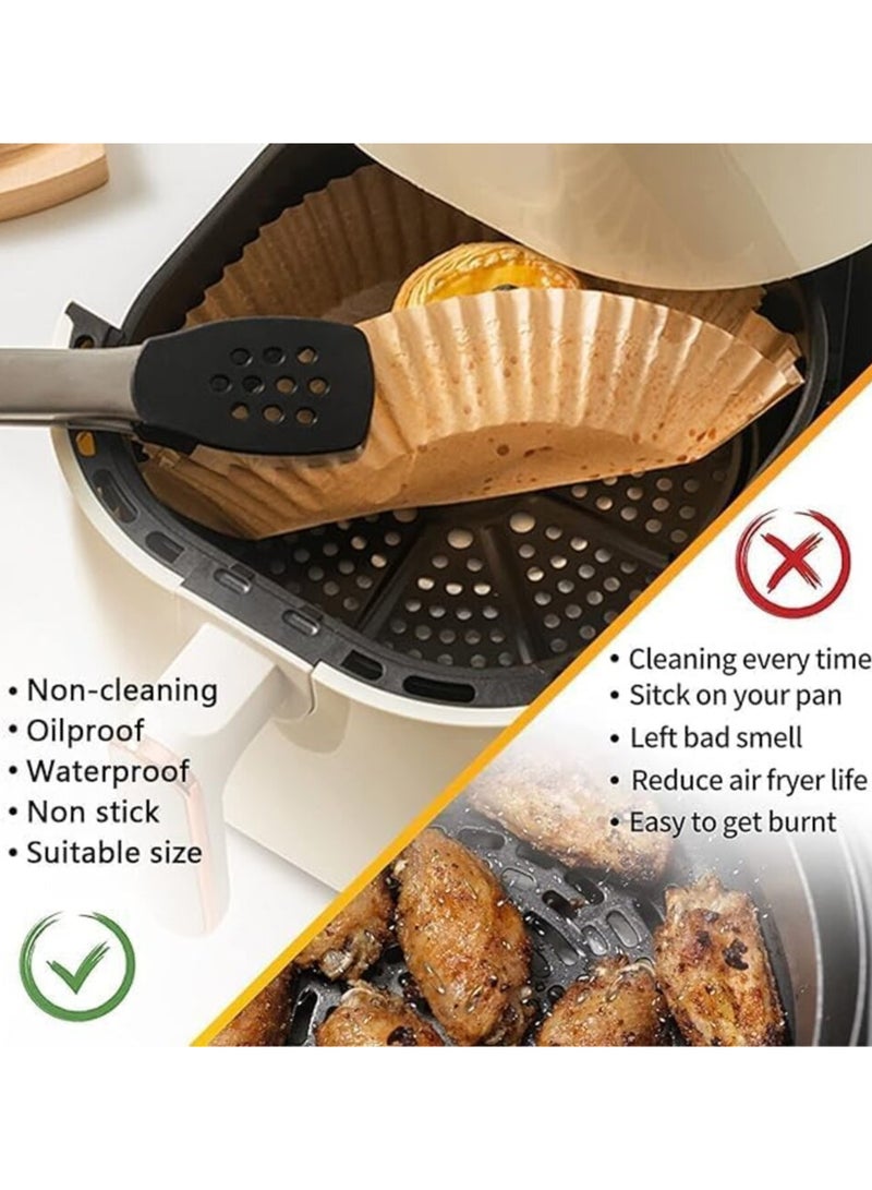 100pcs Air Fryer Disposable Paper Liner 6.3 Inch Parchment Paper for Baking, Non-Stick Air Fryer Liners , Oil-Proof, Food-Grade, Heat Resistant Liners for Air Fryers (Free Oil Brush)  - Image 3