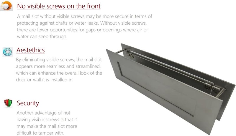Litlheim Stainless Steel Satin Color 13 x 4 inches for Almost Any Door (Slot Size 9,8 x 2 inches) | Set with Front and Rear Piece and Screws | Easy Installation and Long Lasting… - Image 2