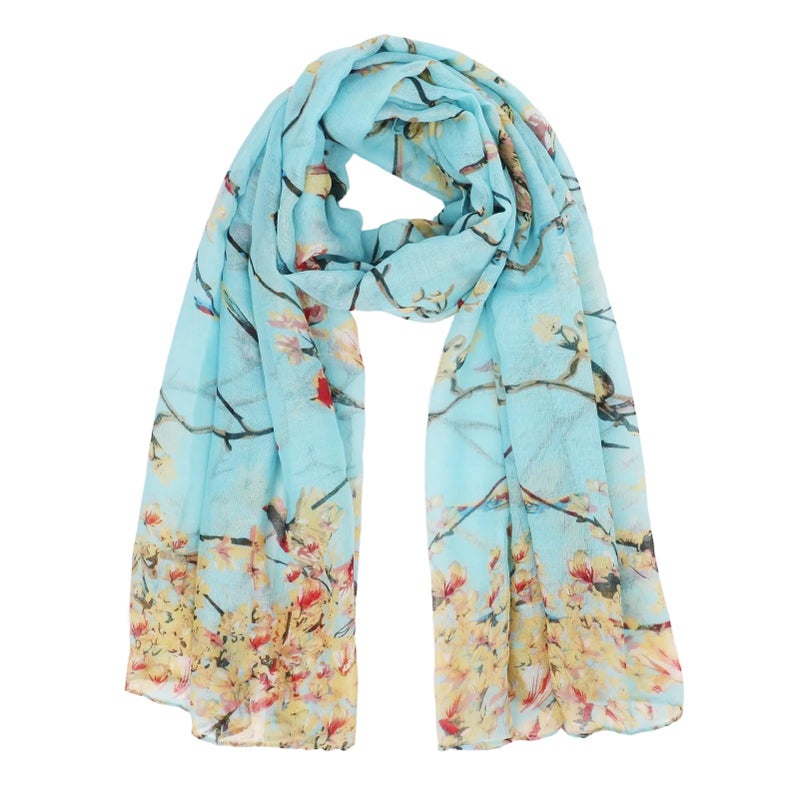 وشاح فيميت النسائي للنساء - وشاح شتوي دافئ وخفيف الوزن بنقشة زهور للرقبة والرأس، مناسب للسفر والحماية من حروق الشمس (النمط 01) - Image 1