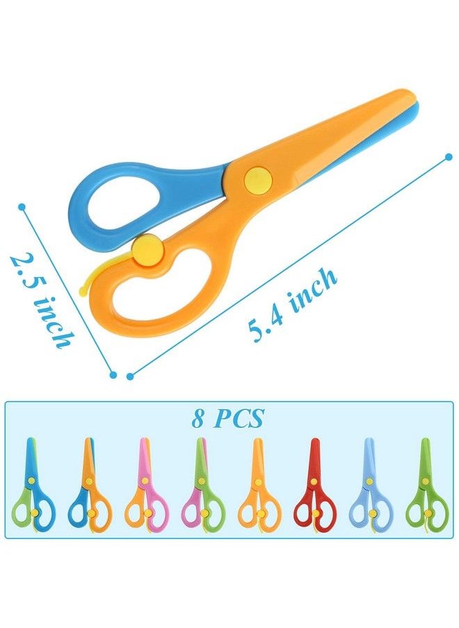 LovesTown - 8 Pcs Plastic Safety Scissors Toddler Safety Scissors Kids Plastic Scissors Toddler Scissors Age 3 For Children Art Supplies - Image 1