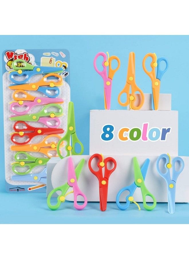 LovesTown - 8 Pcs Plastic Safety Scissors Toddler Safety Scissors Kids Plastic Scissors Toddler Scissors Age 3 For Children Art Supplies - Image 1