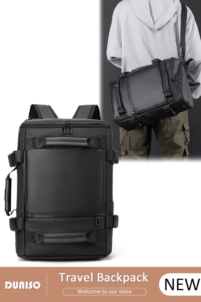 DUNISO Travel Backpack for Men Laptop Backpack Multi-fonction Flight Approved Luggage Carry On Handbag Water Resistant and Large Capacity Crossbody Bag for Weekender Overnight Large Daypack Black - Image 1