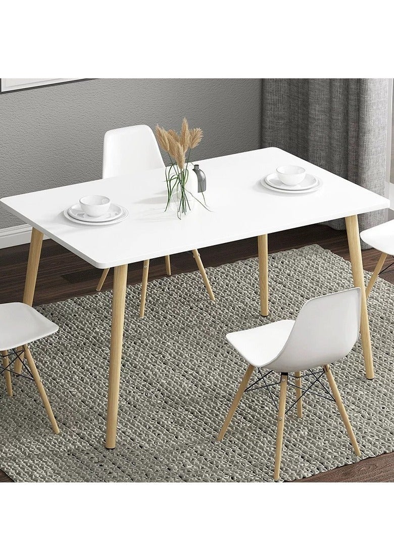Modern Dining Table Simple Office Table Kitchen Side Table Writing Desk with Wood Legs for Home Living Room Office Meeting Room(100*60*73cm) - Image 1