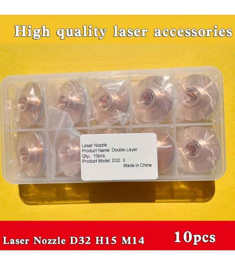 10 Pcs Industrial Laser Nozzle Double Layer 3 0mm Caliber 32mm Dia For Fiber Laser Cutting Machines - Image 1