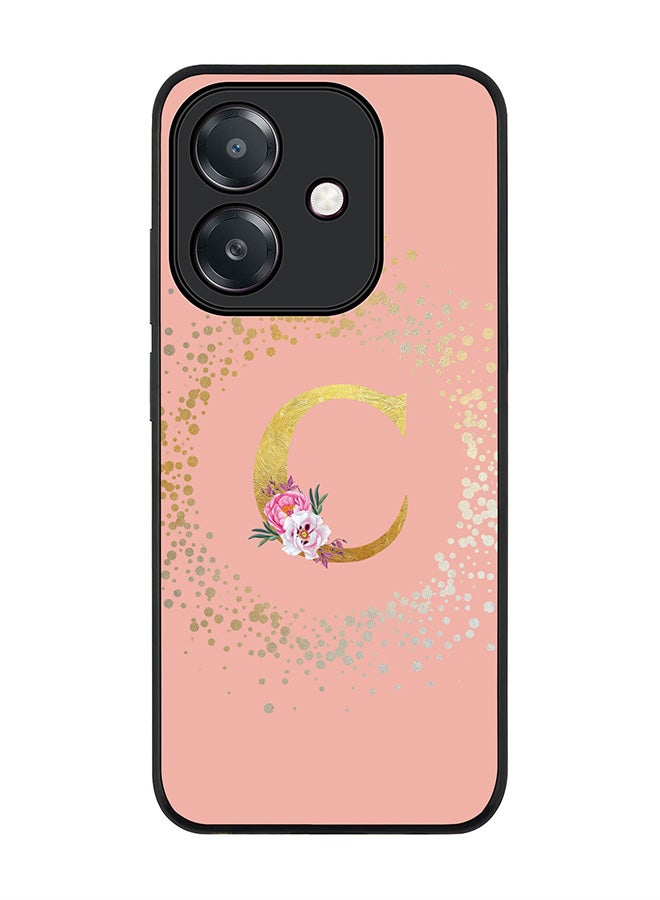 Stylizedd For Oppo A5i Case,Slim fit Camera Protection, Shockproof Thin Phone cover  - Custom Monogram Floral - C  (Rose Pink )