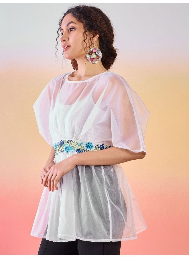 AKS Floral Embroidered Round Neck Tunic - Image 5