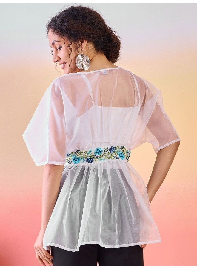 AKS Floral Embroidered Round Neck Tunic - Image 4