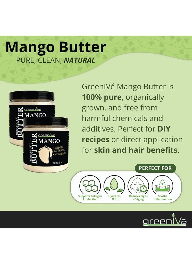 Greenive - Virgin Mango Butter 100% Pure Raw Creamy All Natural Skin Moisturizer Unrefined (8 Ounce Jar) - Image 1