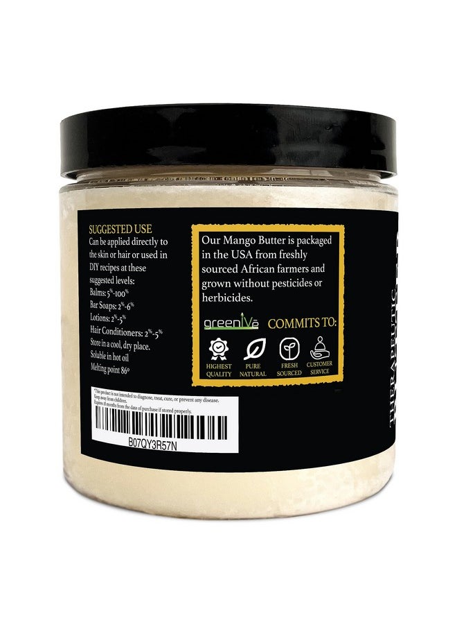 Greenive - Virgin Mango Butter 100% Pure Raw Creamy All Natural Skin Moisturizer Unrefined (8 Ounce Jar) - Image 1