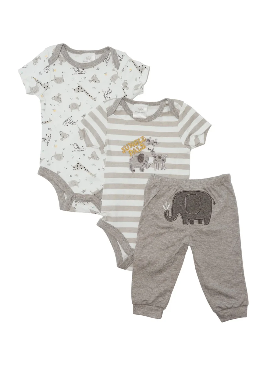 Bambimici Bambimici Animal Jungle Print Short Sleeve with Pyjama 3-Piece