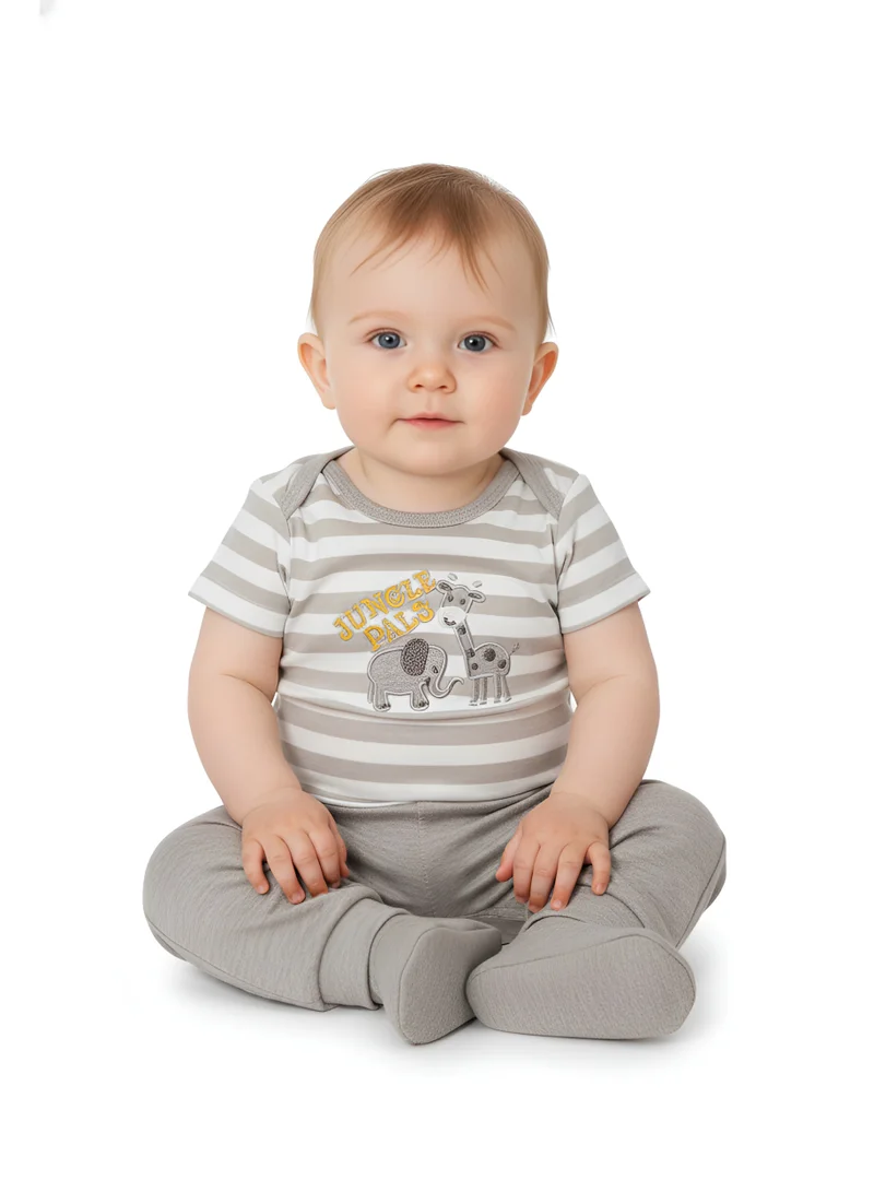 بمبىمىشى بامبيميسي بيجامة أطفال  قطع بطبعة حيوانات الغابة بأكمام قصيرة